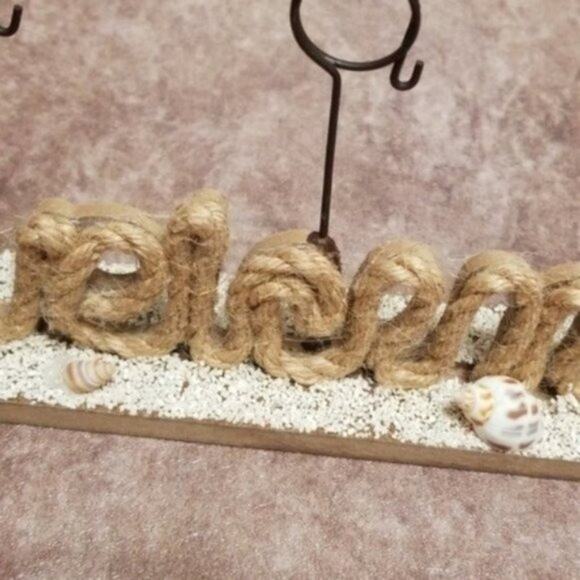Sonoma 'Welcome' 3 photo clip table decor Rope Sand Seashells NEW - Picture 3 of 3